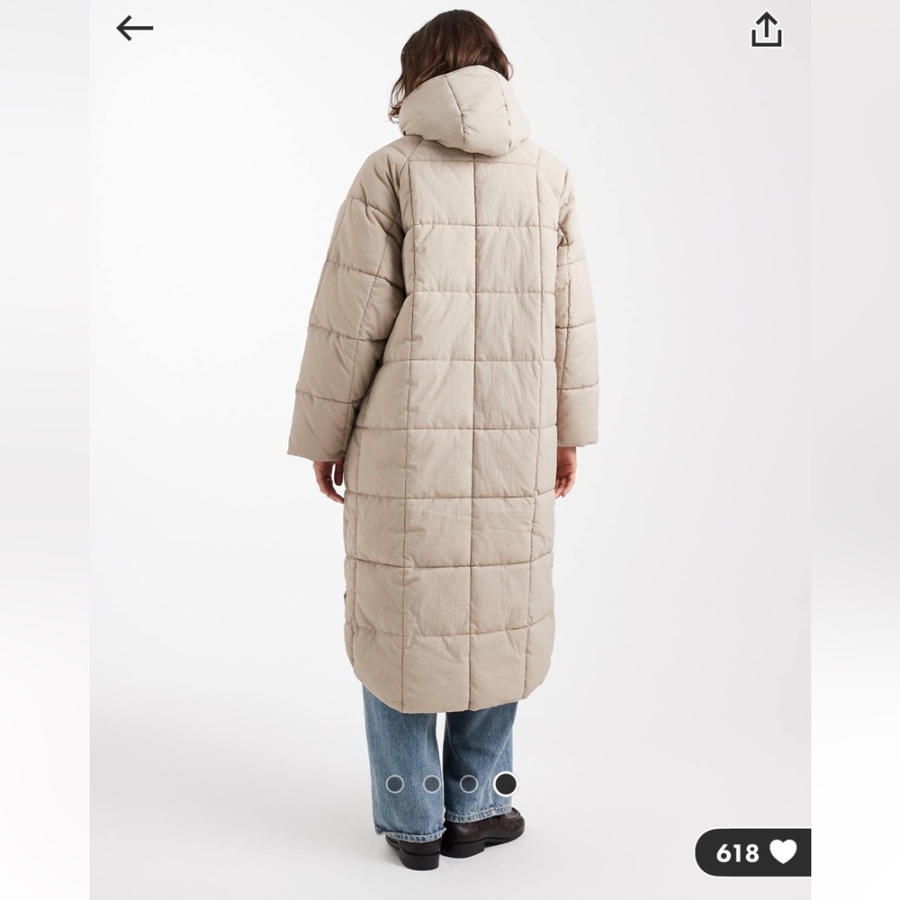 ASOS quilted longline puffer coat in stone - Picture 5 of 7